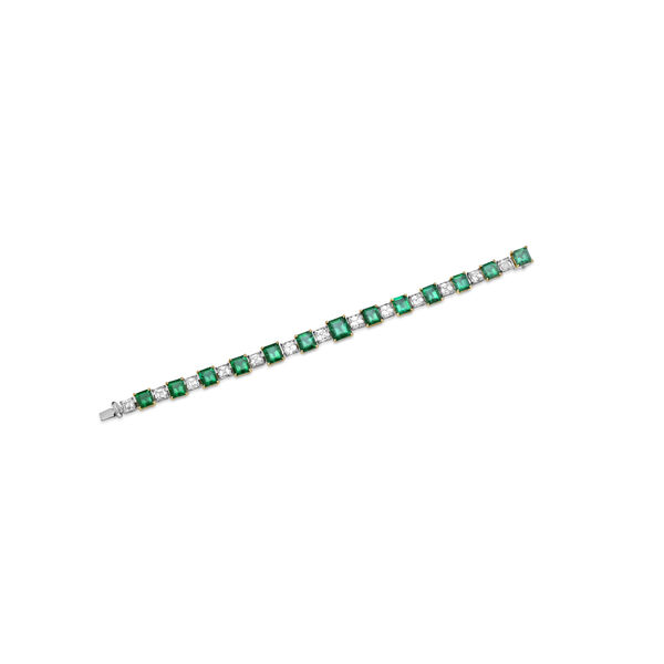 Emerald and Diamond Tennis Bracelet